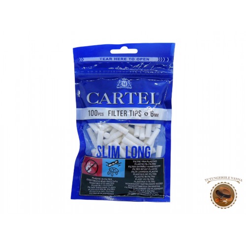 Cartel Slim Long 100 - filtre pentru rulat tigari 6mm x 22mm