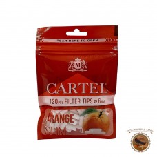 Cartel Slim Orange 120 - filtre pentru rulat tigari 6mm x 15mm cu aroma de portocale