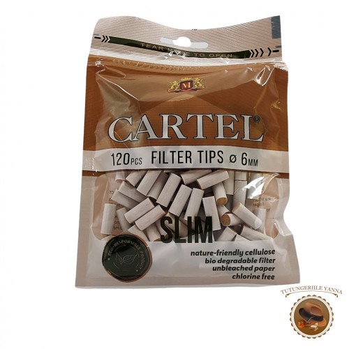 Cartel Slim Bio 120 - filtre slim biodegradabile pentru rulat tigari 6mm x 15mm