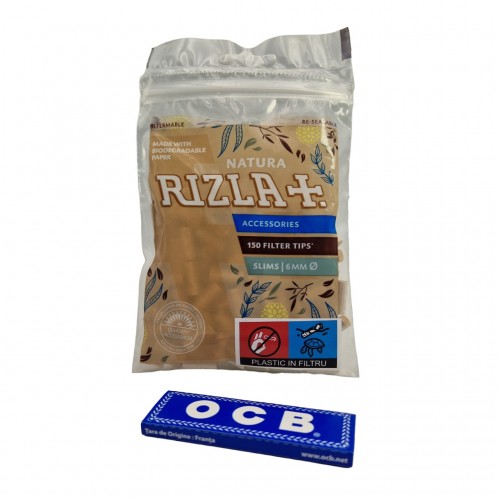 Filtre tigari Rizla Natura Slim + 50 foite OCB Blue Gratis