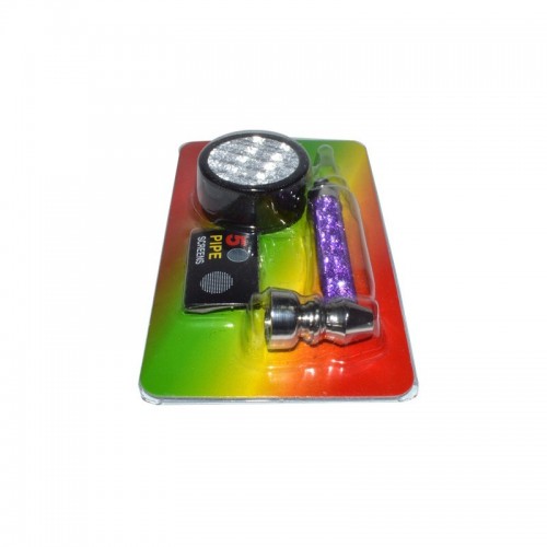 SET PIPA METALICA SI GRINDER PLASTIC TORO GLITTER