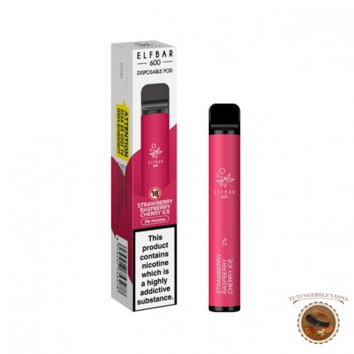 ELF BAR - STRAWBERRY RASPBERRY CHERRY ICE tigara electronica de unica folosinta, 600 pufuri, nicotina 20mg